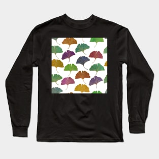 Colorful gold Ginkgo leaves watercolor print. Exotic tropical foliage Long Sleeve T-Shirt